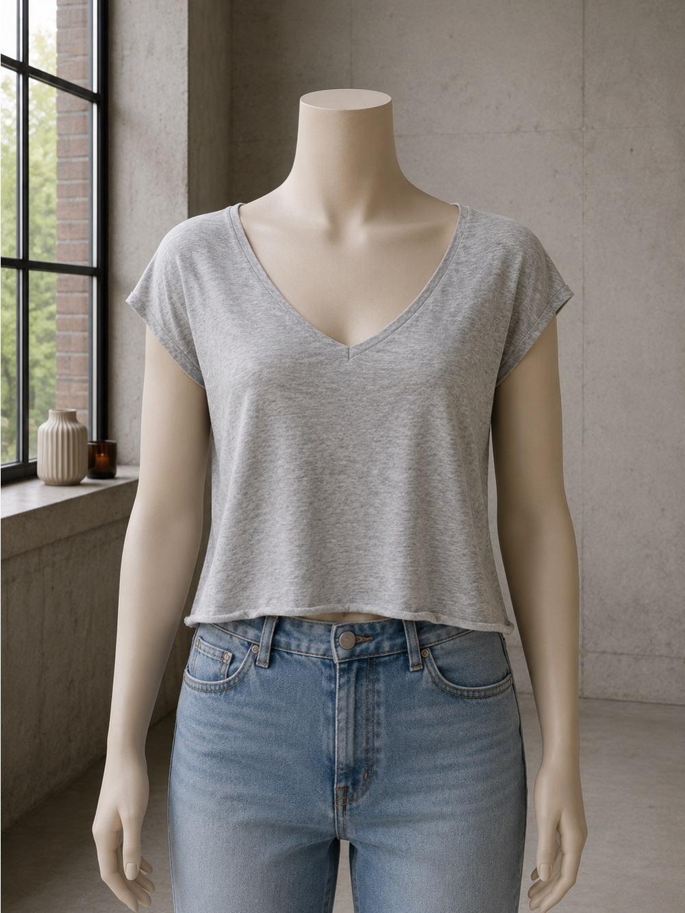 Project Social T Urban Outfitters Gray V-Neck Tee Size S